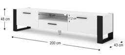 Nuka TV Cabinet 200cm - White 200cm - thumbnail 6