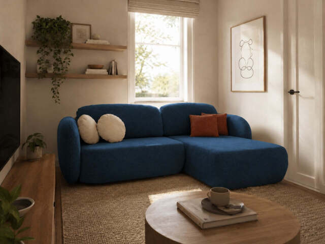 Corner Sofa Bed Olio I - Navy Blue 248cm Right - image 1
