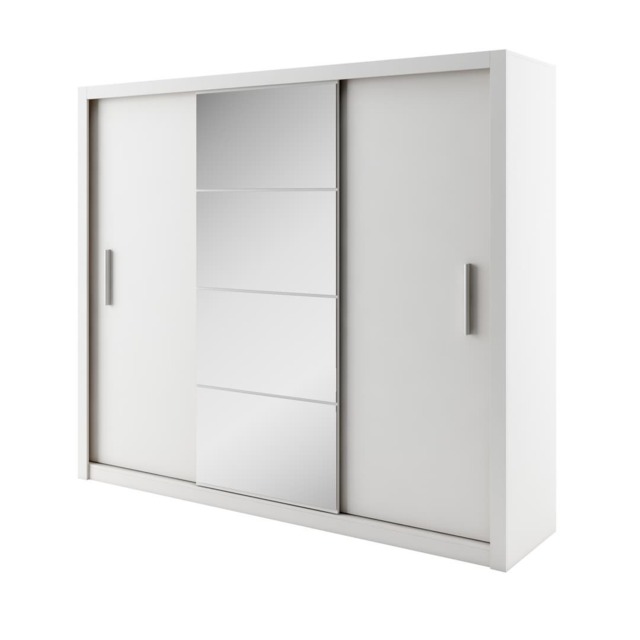 Idea 01 - 3 Sliding Door Wardrobe 250cm - 250cm White Matt - image 1