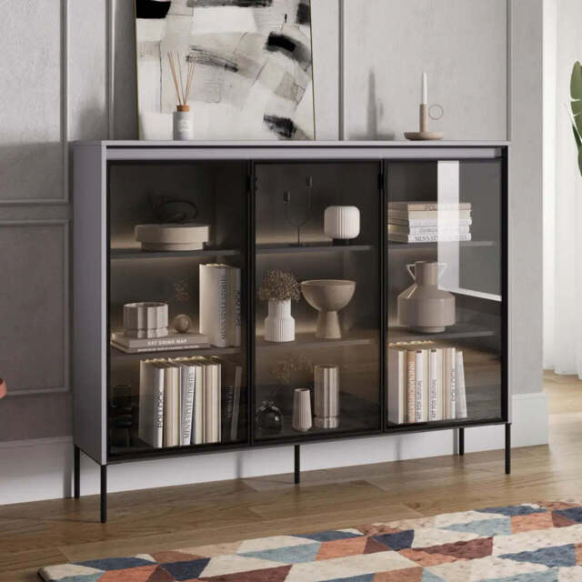 Trend TR-08 Display Cabinet 150cm - Grey Matt 150cm - image 1