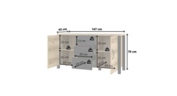 Olin 26 Sideboard Cabinet 147cm - 147cm Appenzeller Fichte Oak - thumbnail 3