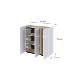 Easy EA-03 Sideboard Cabinet 95cm - White 95cm - thumbnail 8