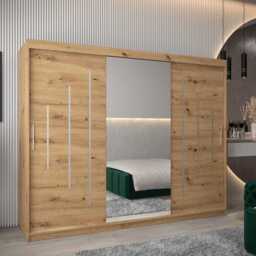 York I Sliding Door Wardrobe 250cm - Black 250cm - thumbnail 2