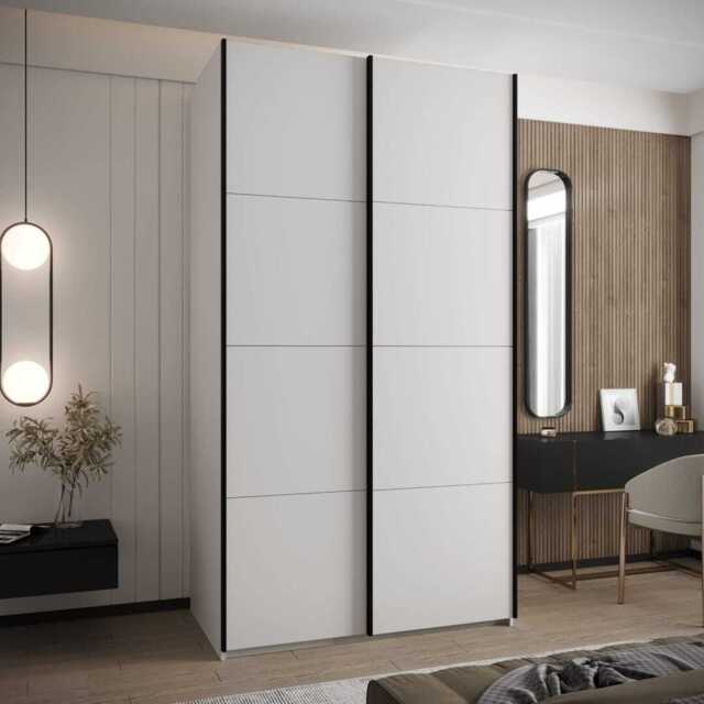 Trosa I Sliding Door Wardrobe 130cm - White 130cm - image 1