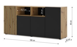 Auris Sideboard Cabinet 180cm - Oak Artisan 180cm - thumbnail 3