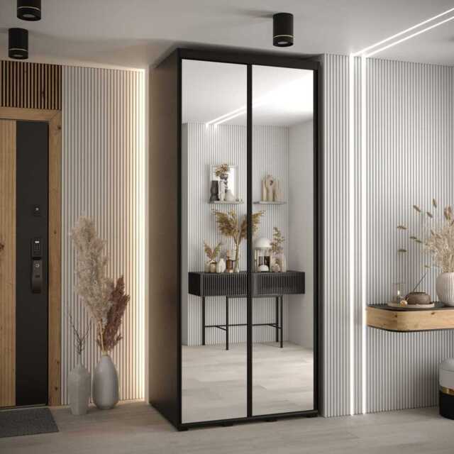 Cannes II Sliding Door Wardrobe 120cm - Black 120cm - image 1