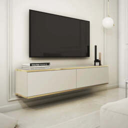 Oro Floating TV Cabinet 135cm - White 135cm - thumbnail 4