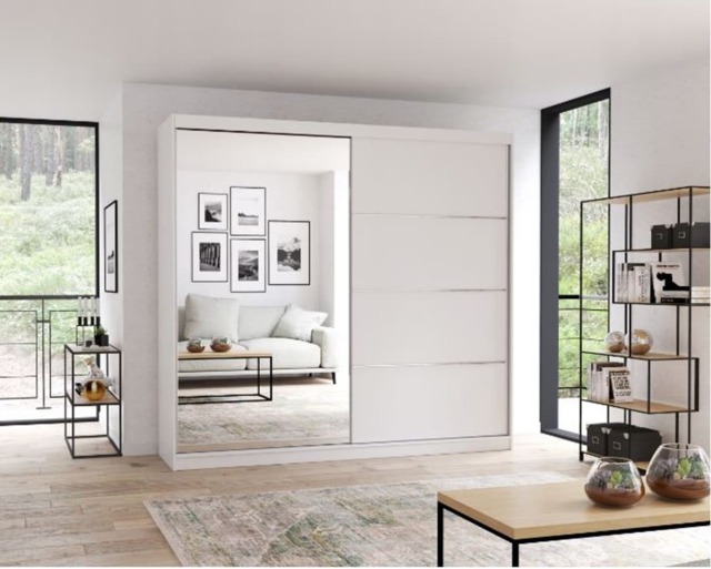 Multi 42 Sliding Door Wardrobe 203cm - White Matt 203cm - image 1