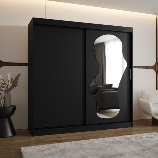 Ultra Sliding Door Wardrobe 200cm - Black 200cm - image 1