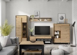 Quant QA-03 Tall Display Cabinet 76cm - Oak Artisan 76cm - thumbnail 5