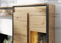 Quant QA-03 Tall Display Cabinet 76cm - Oak Artisan 76cm - thumbnail 3