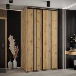 Cannes VI Sliding Door Wardrobe 130cm - Black 130cm - thumbnail 4
