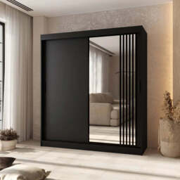 Asved Sliding Door Wardrobe 180cm - Black 180cm - thumbnail 1
