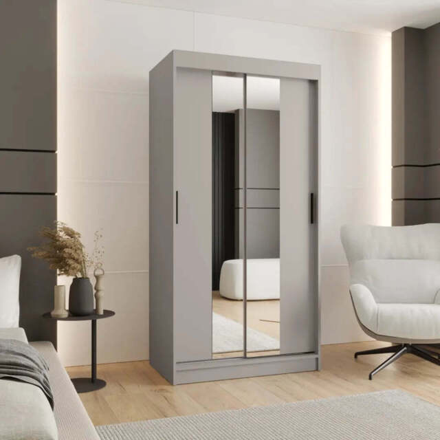 Rubino T1 Sliding Door Wardrobe 100cm - Cashmere 100cm - image 1