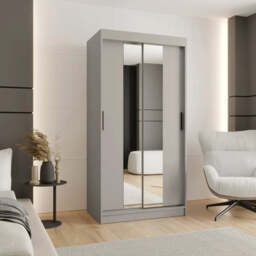 Rubino T1 Sliding Door Wardrobe 100cm - Cashmere 100cm - thumbnail 1