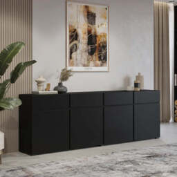 Kross 25 Sideboard Cabinet 225cm - Black 225cm - thumbnail 1