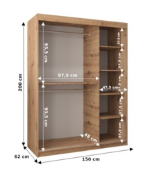 Morocco Sliding Door Wardrobe 150cm - White 150cm - thumbnail 8