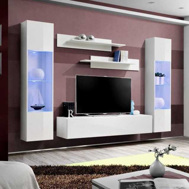 "Fly A3 Entertainment Unit For TVs Up To 65"" - White 260cm" - image 1