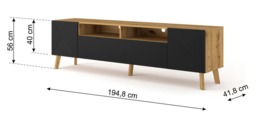 Luxi TV Cabinet 195cm - Black 195cm - thumbnail 3