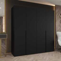 Alicante I Hinged Door Wardrobe 200cm - Black 200cm - thumbnail 1