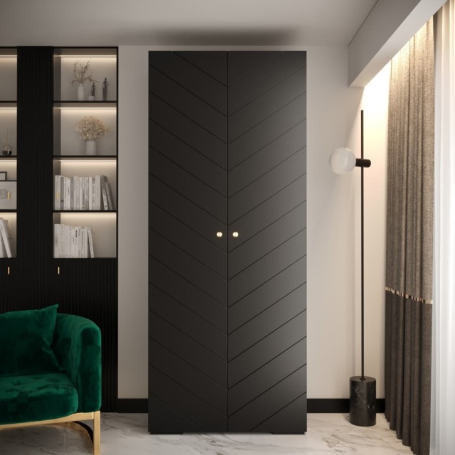 Manhattan IV Hinged Door Wardrobe 100cm - Black 100cm - image 1