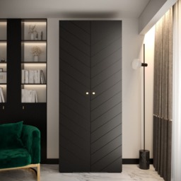 Manhattan IV Hinged Door Wardrobe 100cm - Black 100cm - thumbnail 1