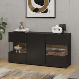 Ava 25 Display Sideboard Cabinet 120cm - Black Matt 120cm - thumbnail 1