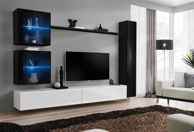 "Switch XVIII Entertainment Unit For TVs Up To 75"" - White 280cm Black" - image 1