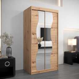 Madrid Sliding Door Wardrobe 100cm - White 100cm - thumbnail 2