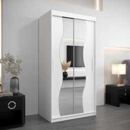 Madrid Sliding Door Wardrobe 100cm - White 100cm