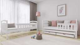 Wooden Bunk Bed Harriet with Trundle and Storage - White Matt Without Mattresses - thumbnail 4