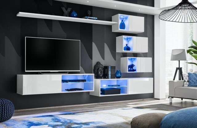 "Switch XXIV Wall Entertainment Unit For TVs Up To 49"" - White 250cm White" - image 1