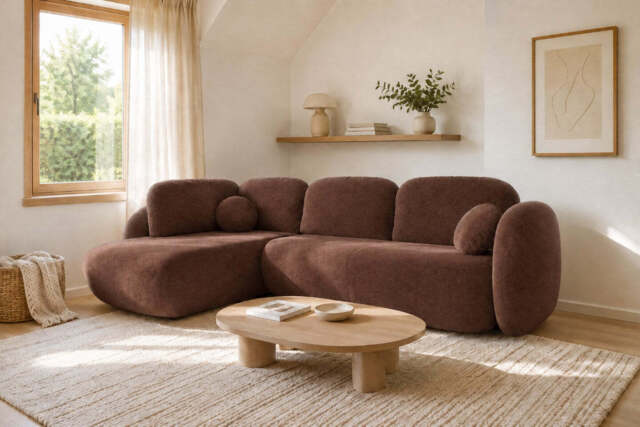 Corner Sofa Bed Olio II - Brown 289cm Left - image 1