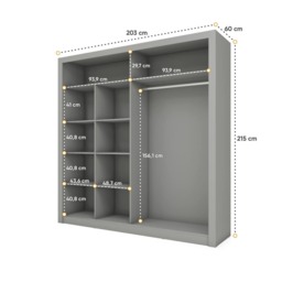 Arti 8 - 2 Sliding Door Wardrobe 203cm - Oak Shetland 203cm - thumbnail 6