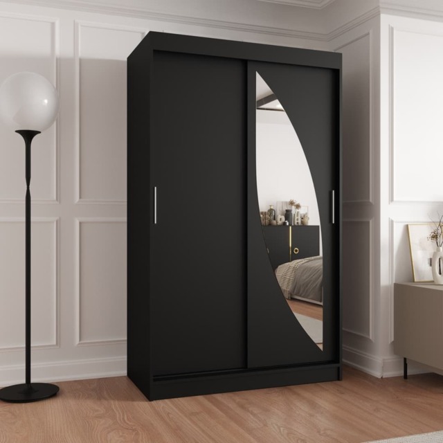 Milo Sliding Door Wardrobe 120cm - Black 120cm - image 1