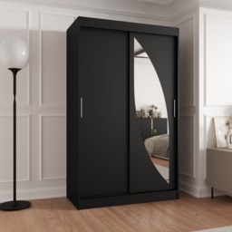 Milo Sliding Door Wardrobe 120cm - Black 120cm