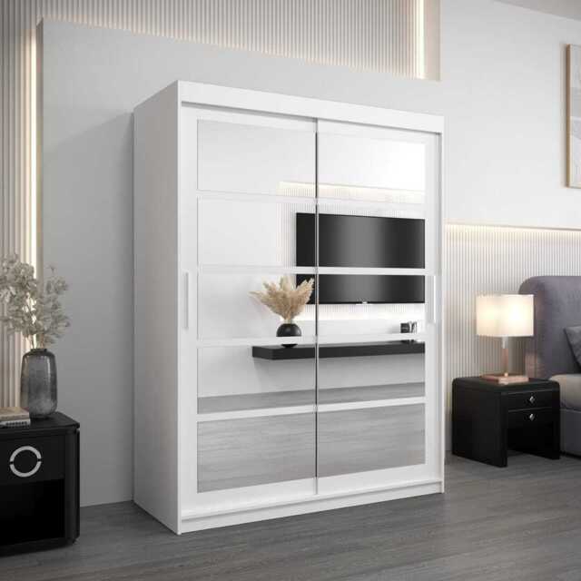 Roma II Sliding Door Wardrobe 150cm - White 150cm - image 1