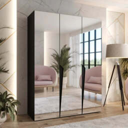 Piano III Hinged Door Wardrobe 150cm - Black 150cm - thumbnail 1