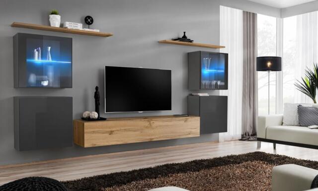 "Switch XIV Entertainment Unit For TVs Up To 75"" - Oak Wotan 320cm Graphite" - image 1