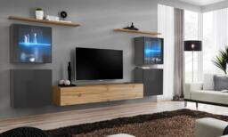 "Switch XIV Entertainment Unit For TVs Up To 75"" - Oak Wotan 320cm Graphite" - thumbnail 1