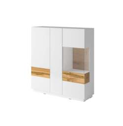 Silke 46 Display Cabinet 130cm [Right] - White Gloss / Wotan Oak 130cm - thumbnail 5