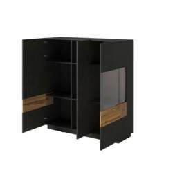 Silke 46 Display Cabinet 130cm [Right] - White Gloss / Wotan Oak 130cm - thumbnail 4