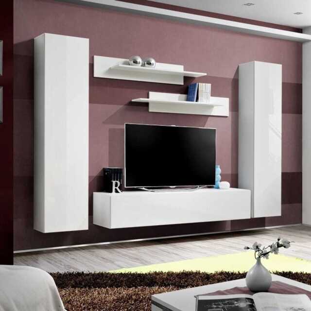 "Fly A1 Entertainment Unit For TVs Up To 65"" - White 260cm" - image 1