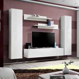 "Fly A1 Entertainment Unit For TVs Up To 65"" - White 260cm" - thumbnail 1