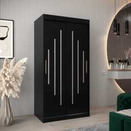 York Sliding Door Wardrobe 100cm - Black 100cm - thumbnail 1