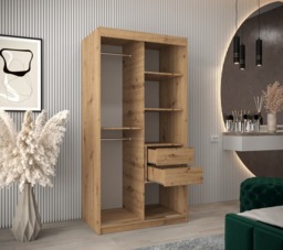 York Sliding Door Wardrobe 100cm - Black 100cm - thumbnail 5