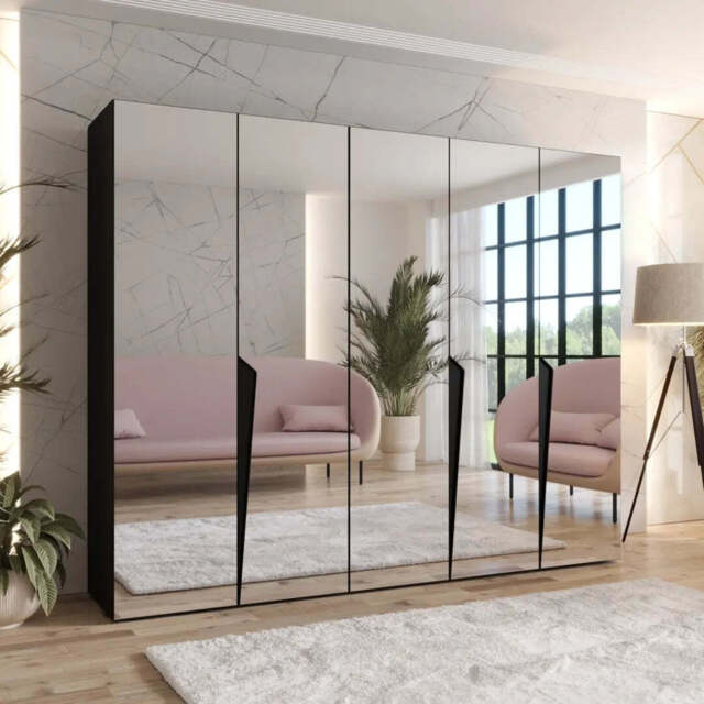 Piano III Hinged Door Wardrobe 250cm - Black 250cm - image 1