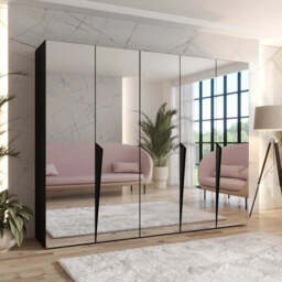 Piano III Hinged Door Wardrobe 250cm - Black 250cm - thumbnail 1