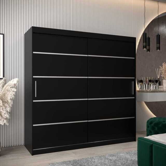 Verona 01 Sliding Door Wardrobe 200cm - Black 200cm - image 1