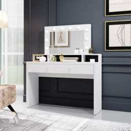Aria Dressing Table With Mirror 120cm - White 120cm - thumbnail 1